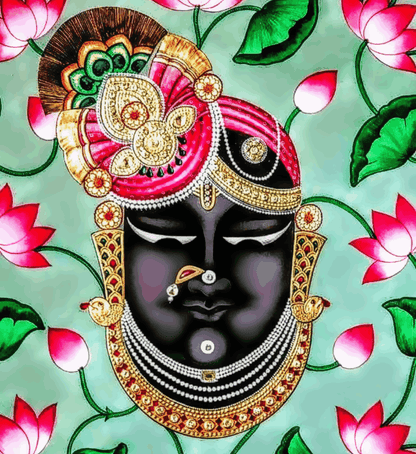 Pichwai Shreeji Bawa with Lotus