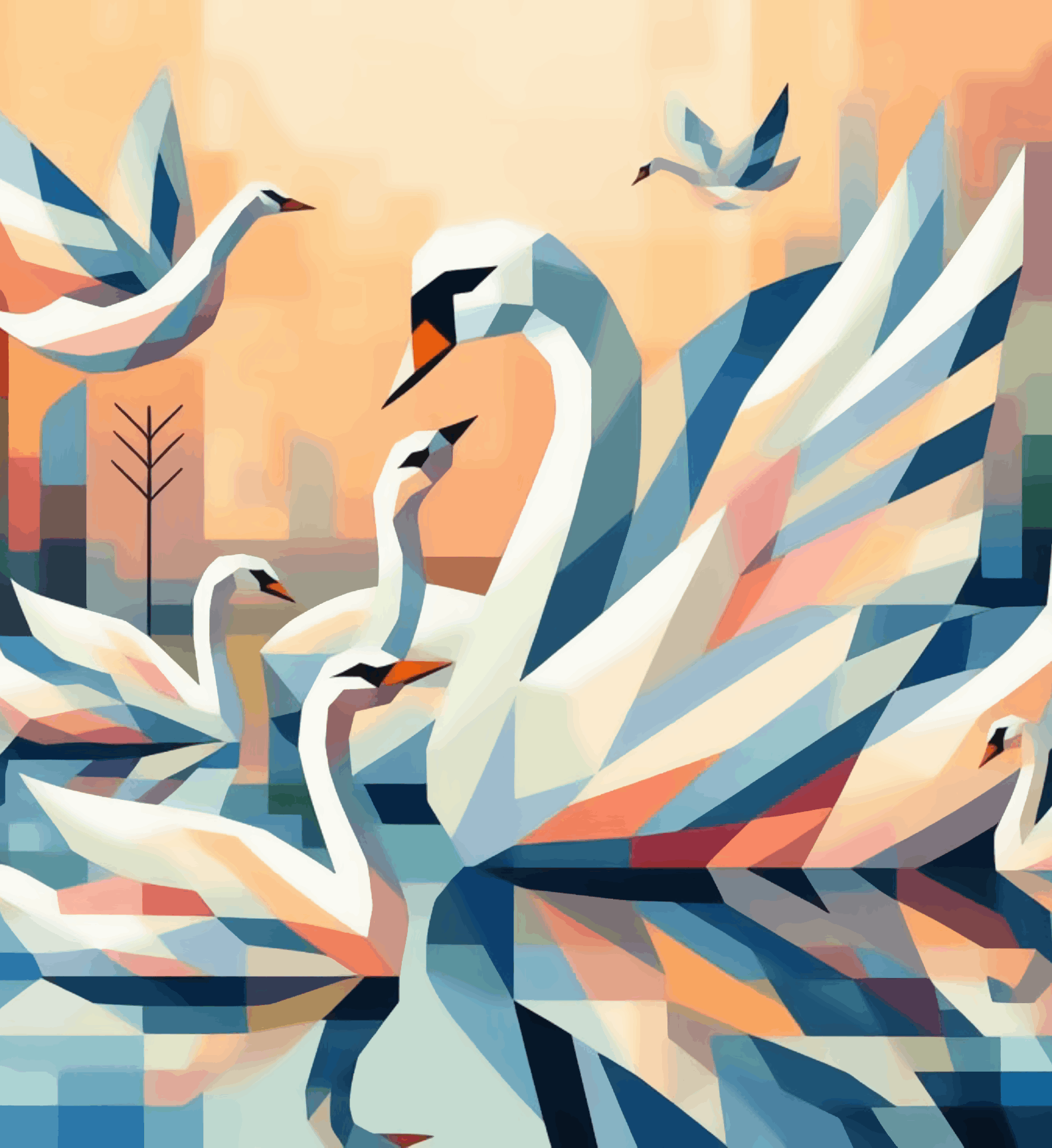 Swans Abstract