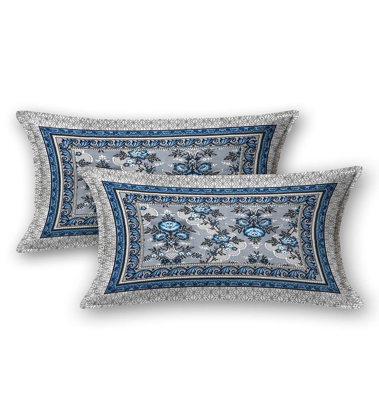 100% Pure Cotton Traditional Printed Bedsheet for Double Bed King Size Bedsheet with 2 Pillow Covers