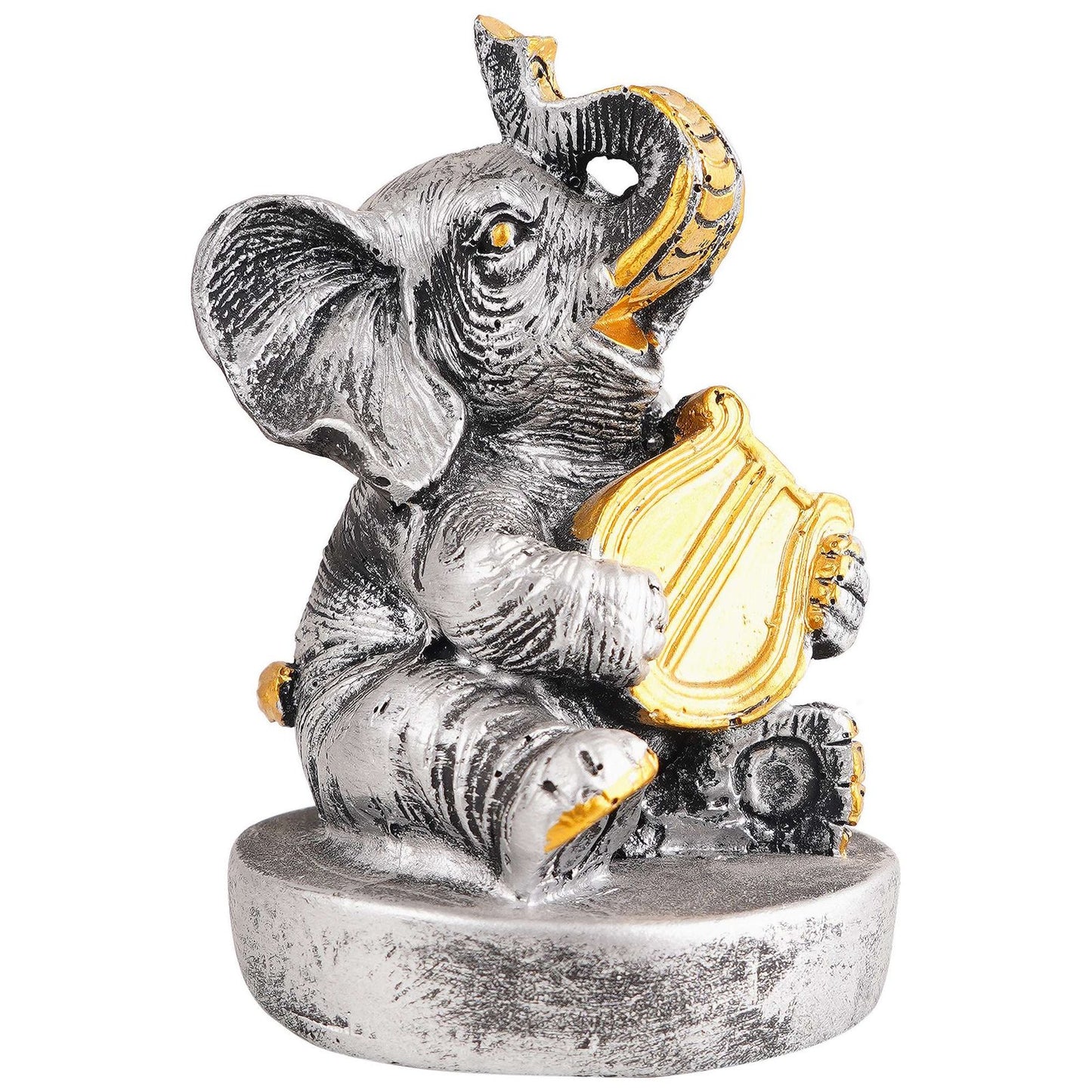 Resin Elephant Playing Musical Instrument Showpiece For Home Dcor Living Room Bedroom Table Top