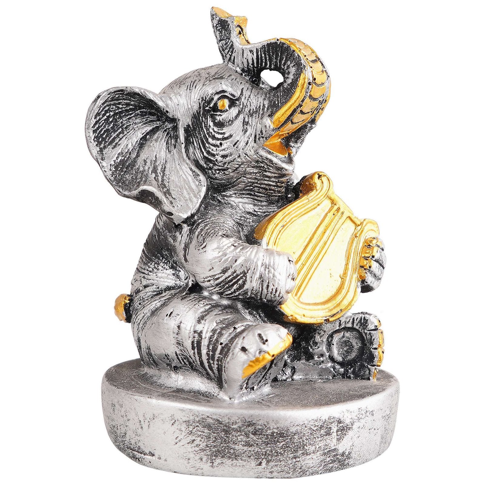 Resin Elephant Playing Musical Instrument Showpiece For Home Dcor Living Room Bedroom Table Top
