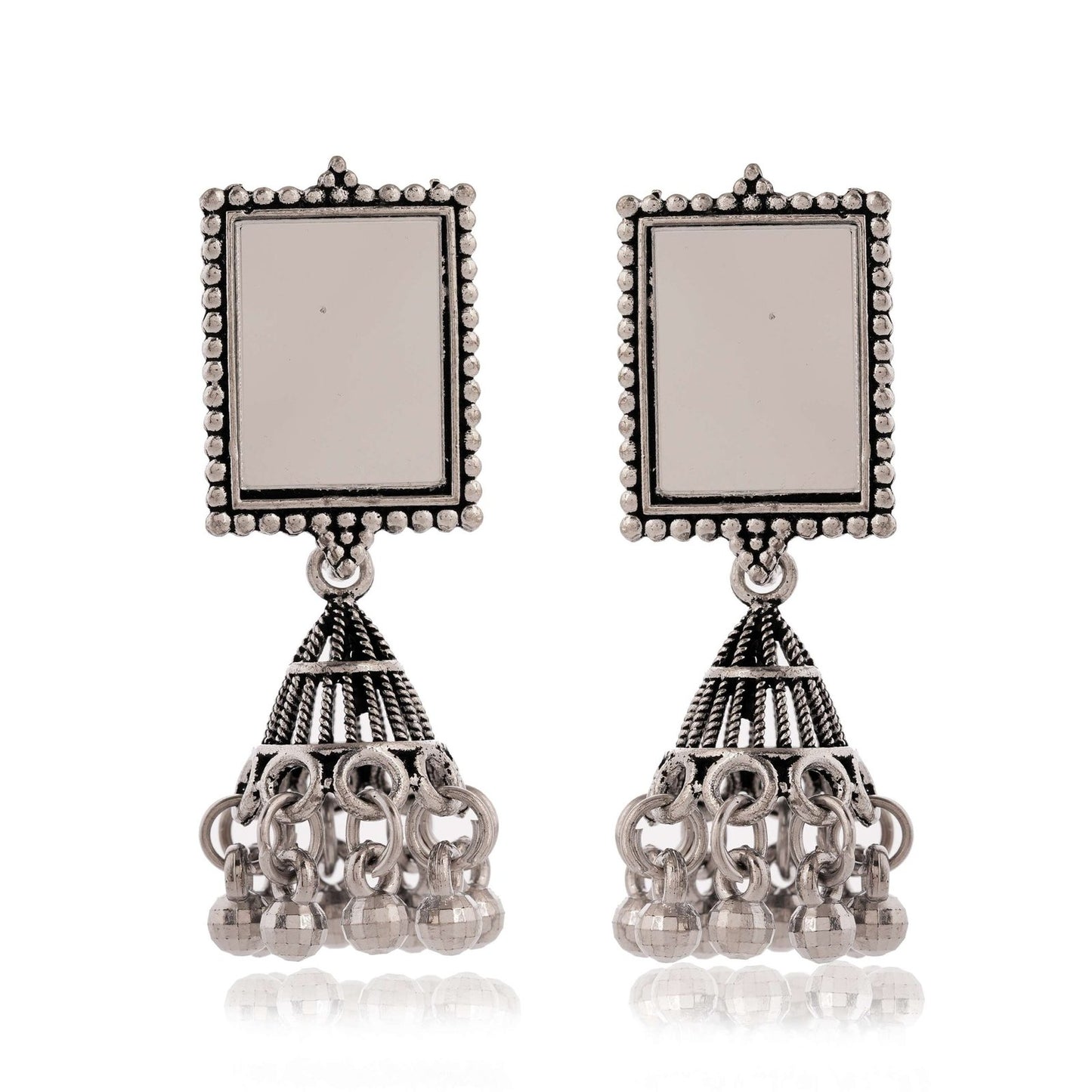 Women Traditional Silver AZ838-OXidised Jhumka Set | German Silver Chand Baliyan & Jhumkas Earrings for Women | Birthday & Anniversary Gift -AZ838-OX-ER46