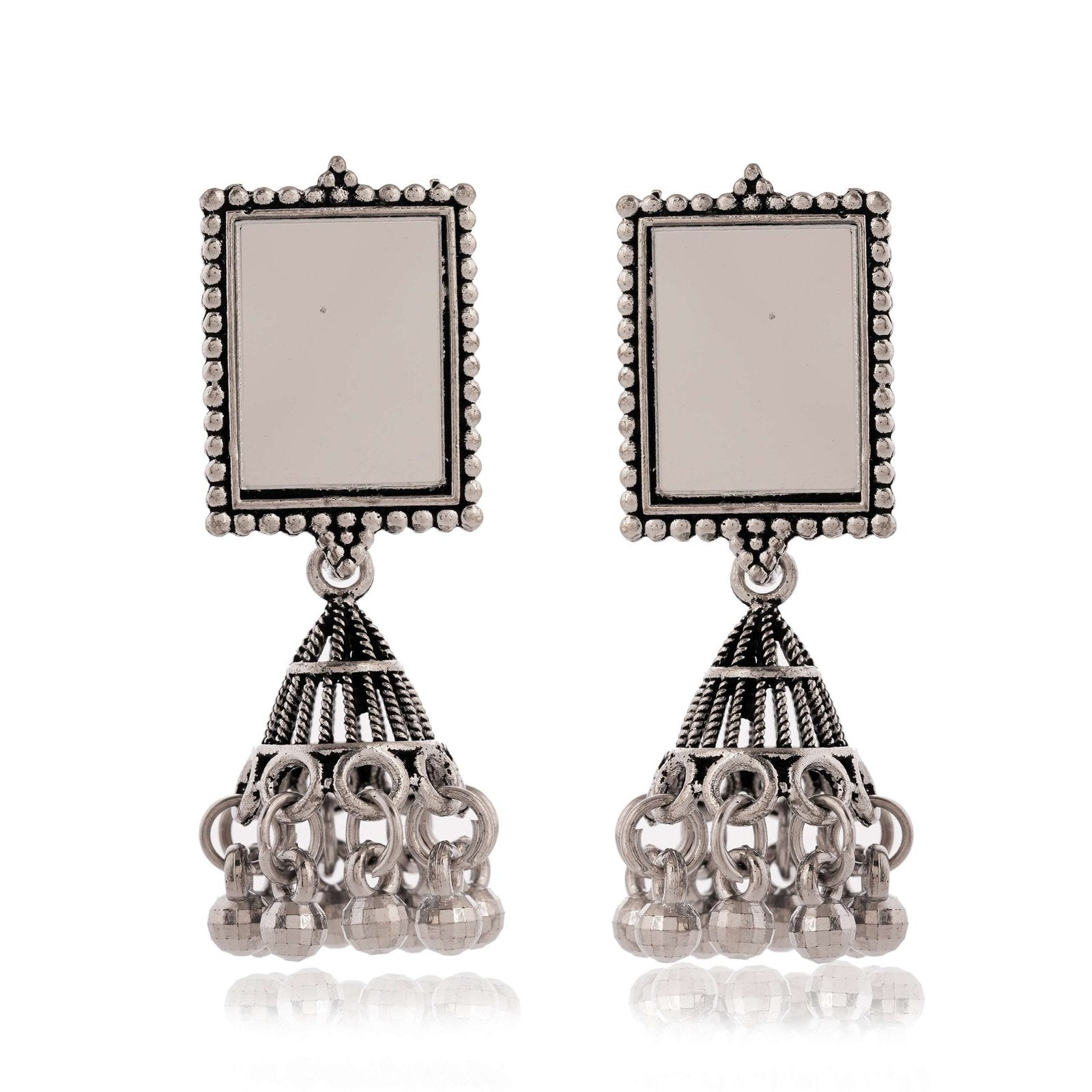 Women Traditional Silver AZ838-OXidised Jhumka Set | German Silver Chand Baliyan & Jhumkas Earrings for Women | Birthday & Anniversary Gift -AZ838-OX-ER46