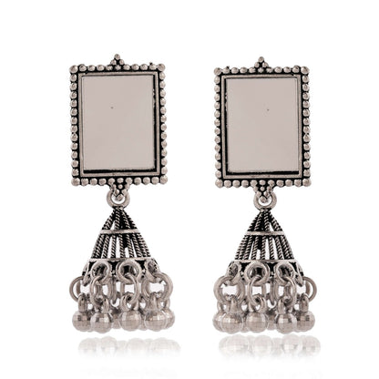 Women Traditional Silver AZ838-OXidised Jhumka Set | German Silver Chand Baliyan & Jhumkas Earrings for Women | Birthday & Anniversary Gift -AZ838-OX-ER46