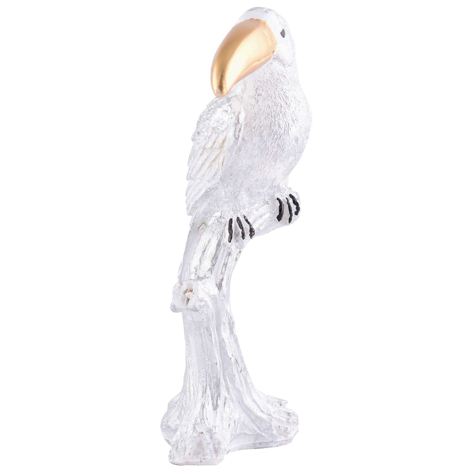 Decorative White Resin Parrot Showpiece for Home Decor, Living Room, Table Decoration for Gifting
