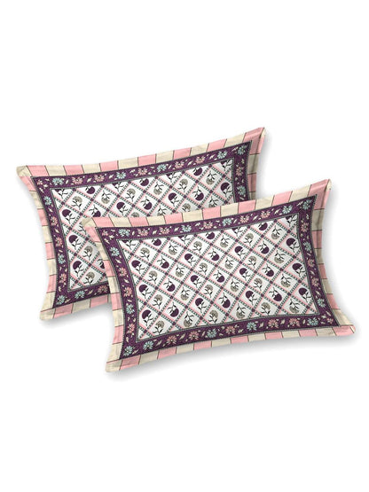 100% Pure Cotton Traditional Printed Bedsheet for Double Bed King Size Bedsheet with 2 Pillow Covers