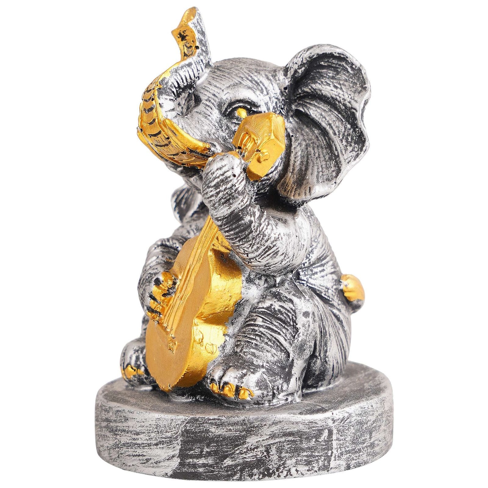 Resin Elephant Playing Musical Instrument Showpiece For Home Dcor Living Room Bedroom Table Top