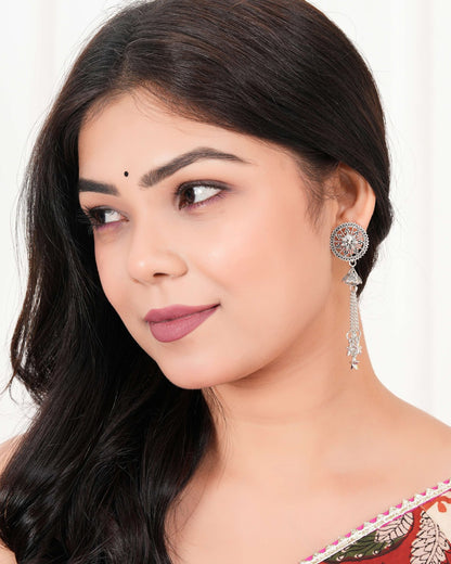 Women Traditional Silver AZ838-OXidised Jhumka Set | German Silver Chand Baliyan & Jhumkas Earrings for Women | Birthday & Anniversary Gift -AZ838-OX-ER49