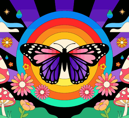 Colourful Butterfly with Flowers