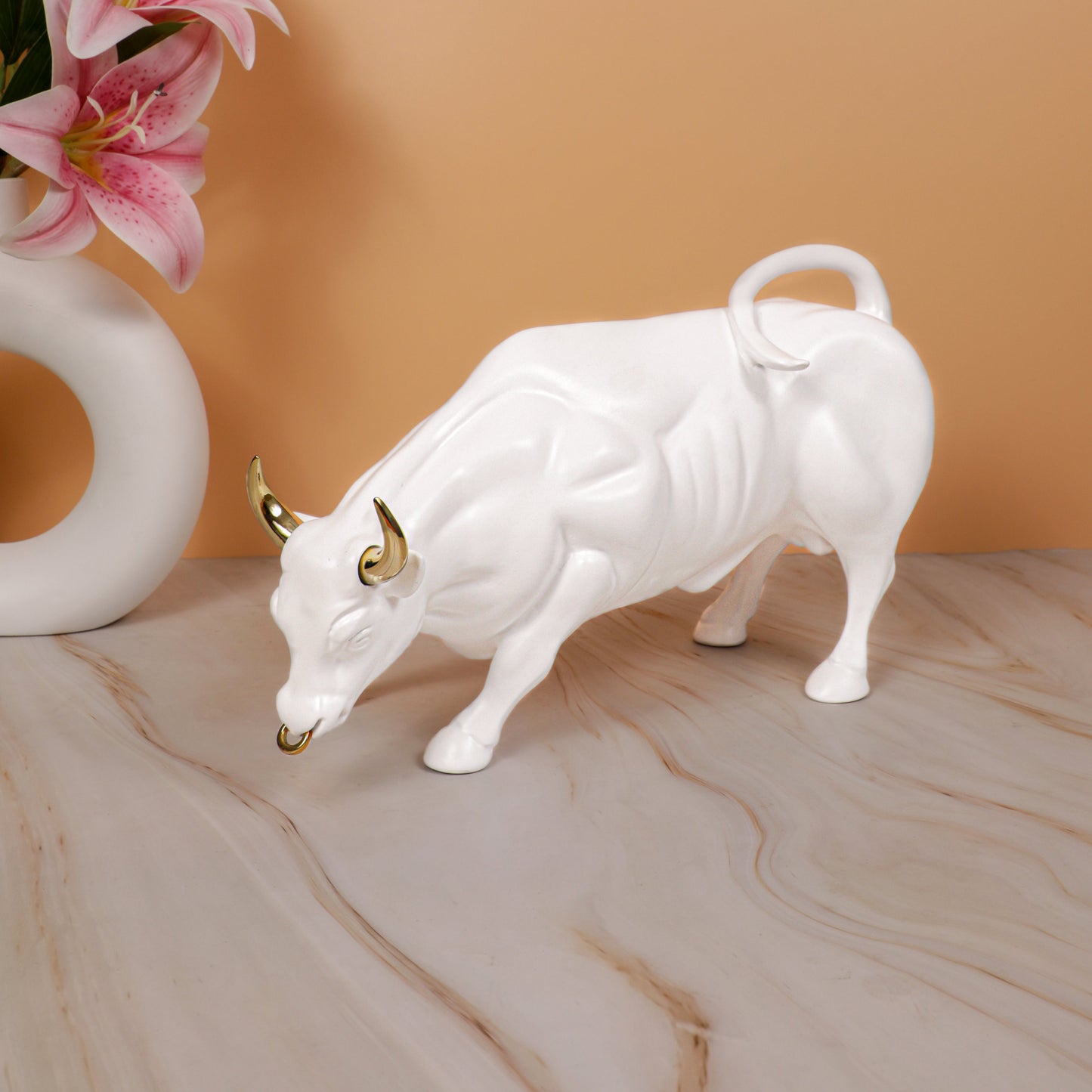 Artarium Abstract Art Charging Bull Figurine Idol