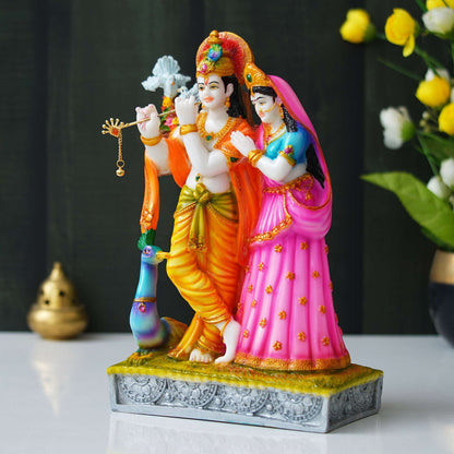Statue of Hindu Deity Krishna and Radha (12 inches)