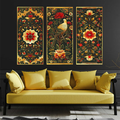 Set of Three large Wall Paintings for Wall Dacoration Golden Framed Wall Paintings for Living Room &amp; Bedroom Wall Art for Home Decoration &amp; Office Wall Décor (14×11 inch CH-LGD3-6)