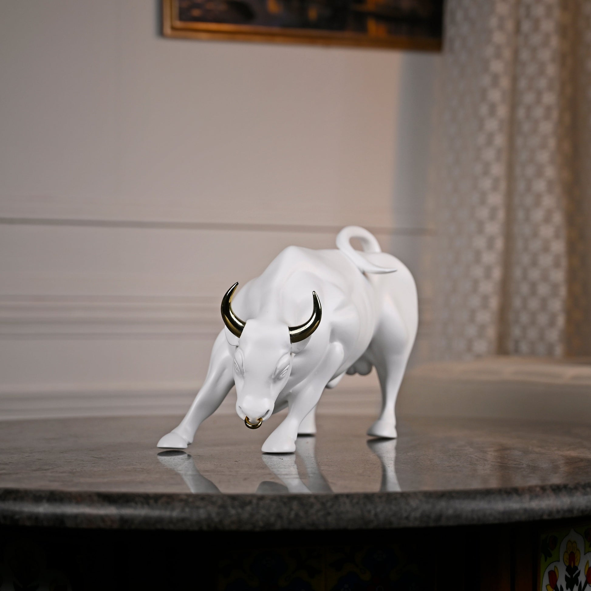 Artarium Abstract Art Charging Bull Figurine Idol