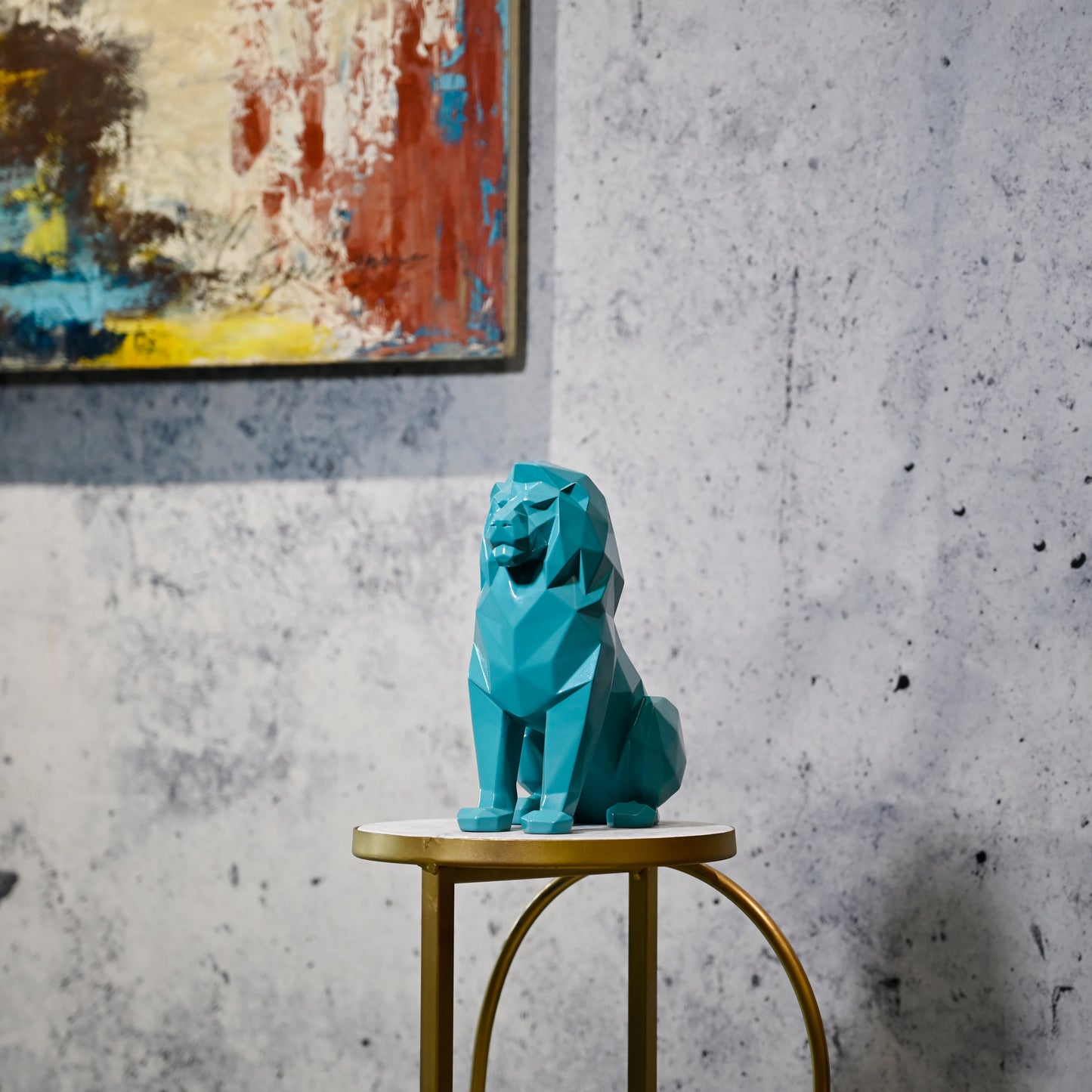 Artarium Stylized Geometric Sitting Lion Figurine Idol
