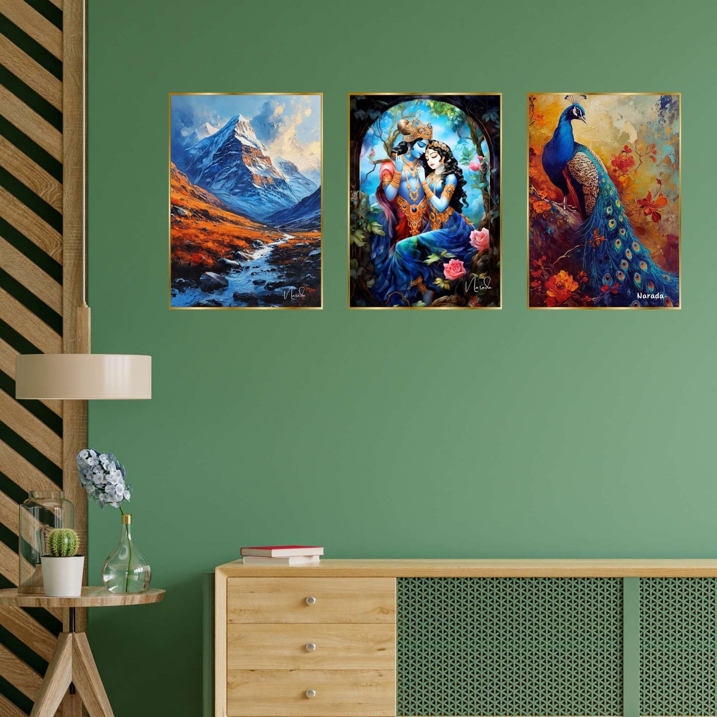 Set of Three Wall Paintings for Wall Dacoration Golden Framed Wall Paintings for Living Room & Bedroom Wall Art for Home Decoration & Office Wall Décor (24×18 inch CH-GD3-1)