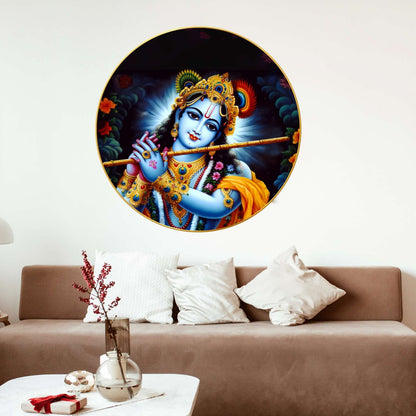 Wall Painting for Wall Decoration with Frame Sparkle Glossy Round Golden Framed Large Painting Office, Living Room, Bedroom, Home Decoration