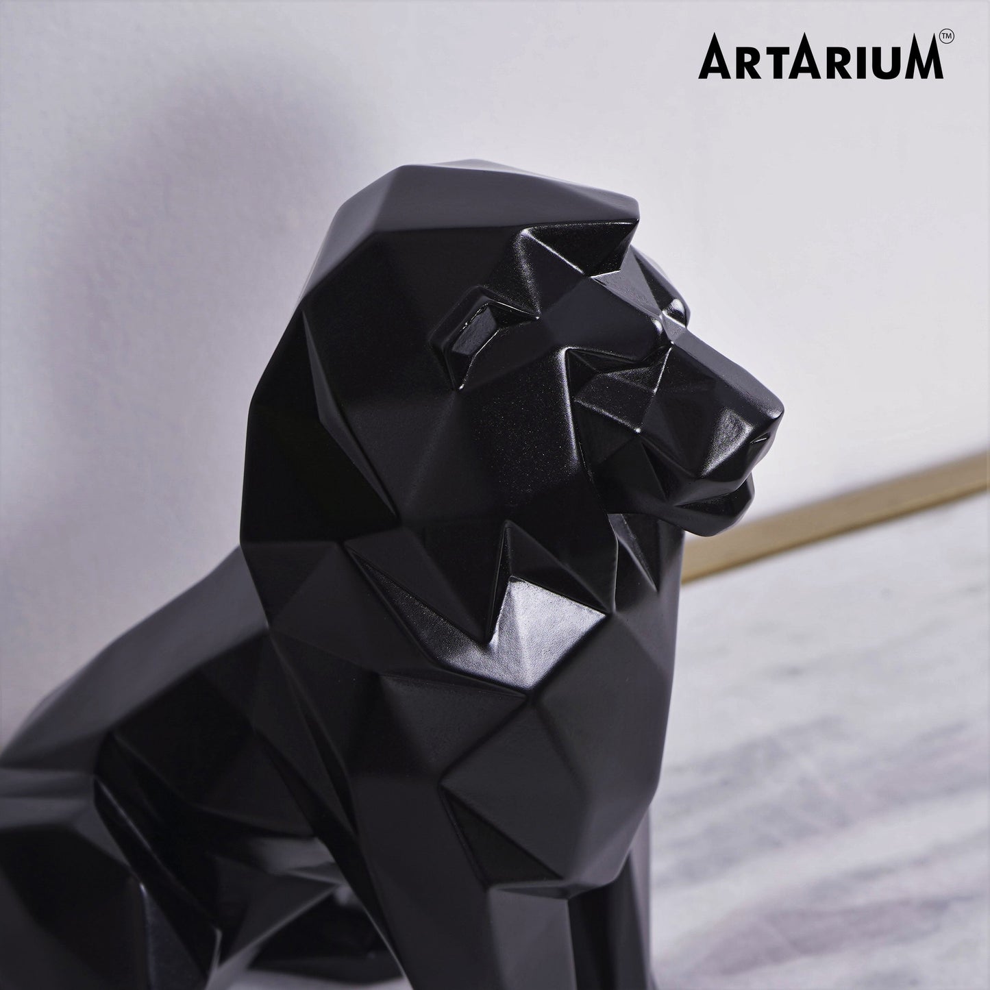 Artarium Stylized Geometric Sitting Lion Figurine Idol