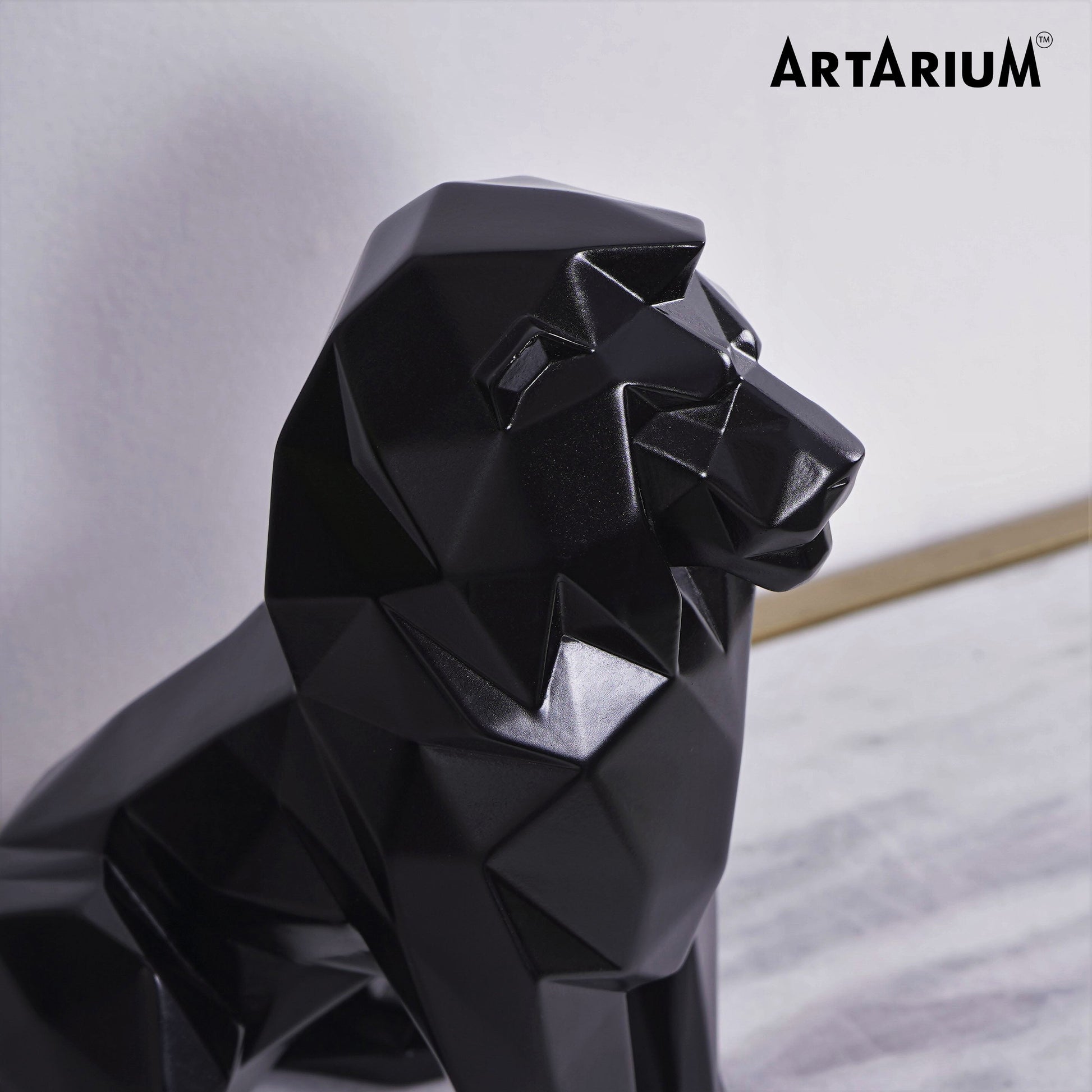 Artarium Stylized Geometric Sitting Lion Figurine Idol