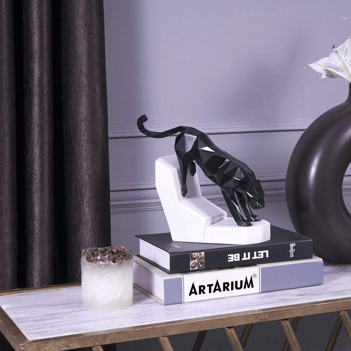 Artarium Modern Geometric Leaping Jaguar Figurine Idol