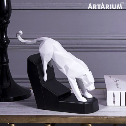 Artarium Modern Geometric Leaping Jaguar Figurine Idol