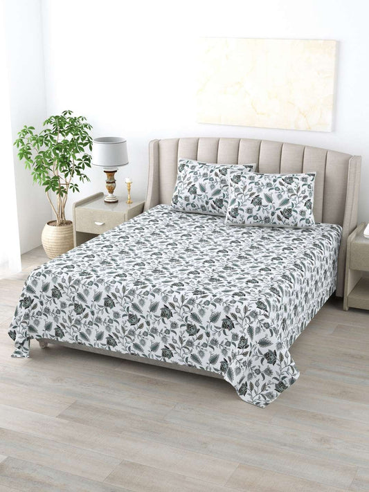 100% Pure Cotton Traditional Printed Bedsheet for Double Bed King Size Bedsheet with 2 Pillow Covers