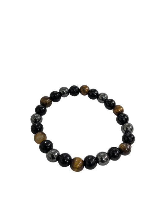 Triple Protection Bracelet for Women Men’s Gifts – Protection Healing Crystal Bracelet – 8mm Gemstone Beaded Adjustable