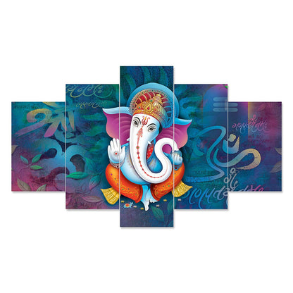 GANESH Set of Five 3D Framed Paintings for Wall Decoration – Ideal for Home, Living Room, and Bedroom (75 x 43 CM)