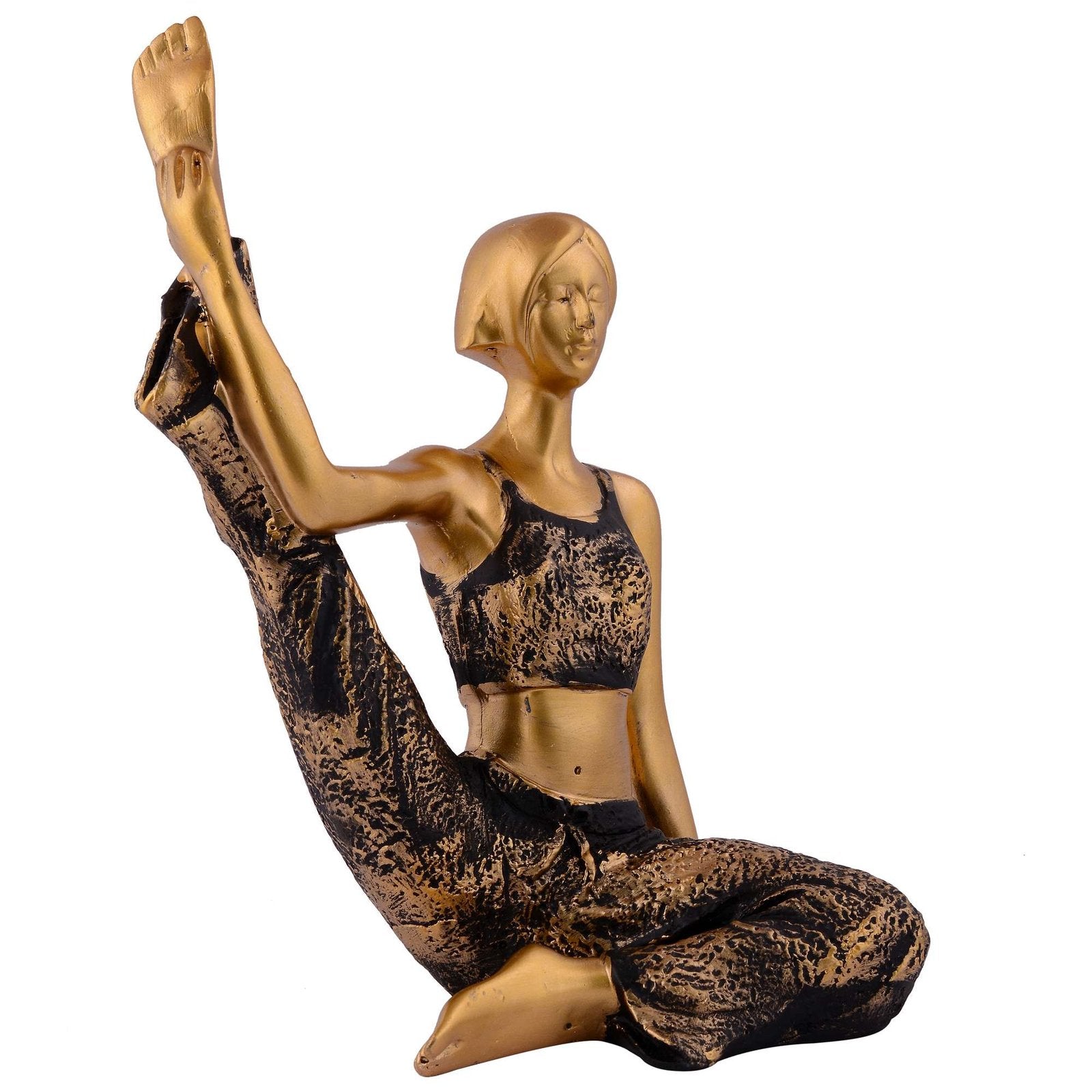Suitable for home decor Yoga Posture Lady Statue Idol for Home Yoga Statue admirable piece of gift (golden)