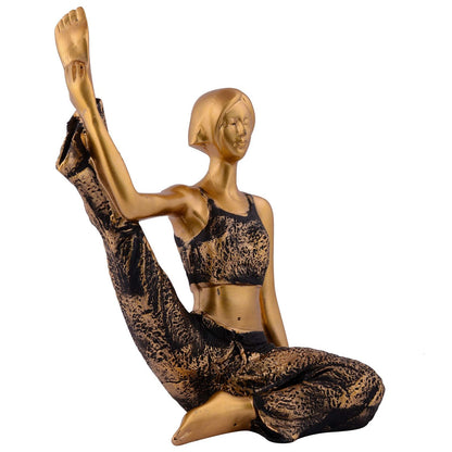Suitable for home decor Yoga Posture Lady Statue Idol for Home Yoga Statue admirable piece of gift (golden)