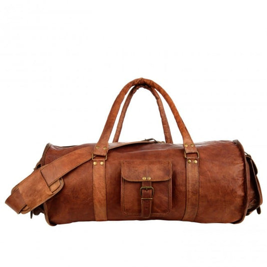 Craftshades – Handcrafted 28″ Curved Duffle Leather Bag | 100 Genuine Leather