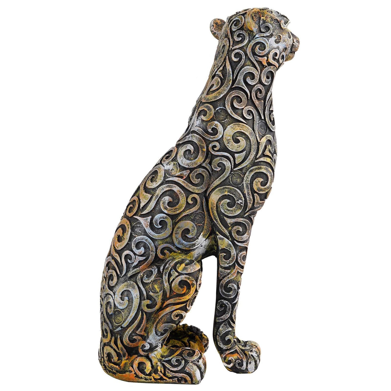 Panther Sitting Position Animal Showpiece Antique Sculpture for Home Decor Showpiece Figurine -2