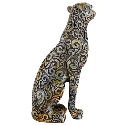 Panther Sitting Position Animal Showpiece Antique Sculpture for Home Decor Showpiece Figurine -2
