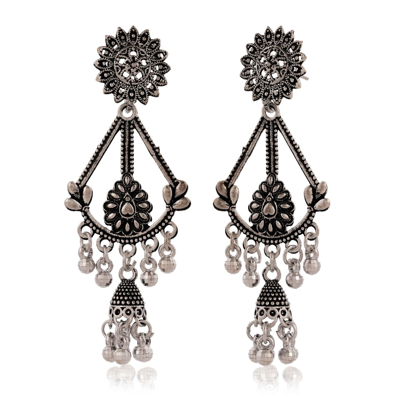 Women’s Handmade Traditional Jhumki With Moon Chandbali Design Ethnic Wedding Wear Earrings For Women