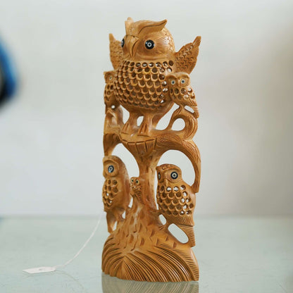 Handcrafted Wooden Owl Stand: Whimsical and Functional Decor Piece
