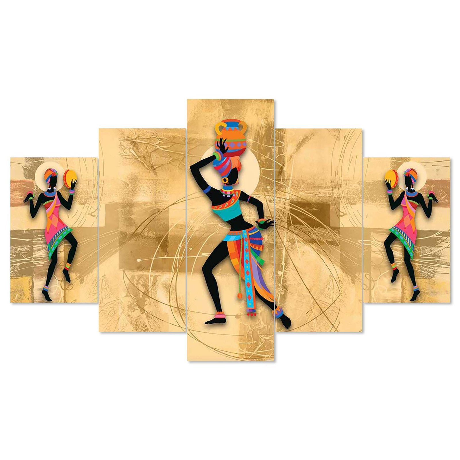 Rajsthani Set of Five 3D Framed Paintings for Wall Decoration – Ideal for Home, Living Room, and Bedroom (75 x 43 CM)