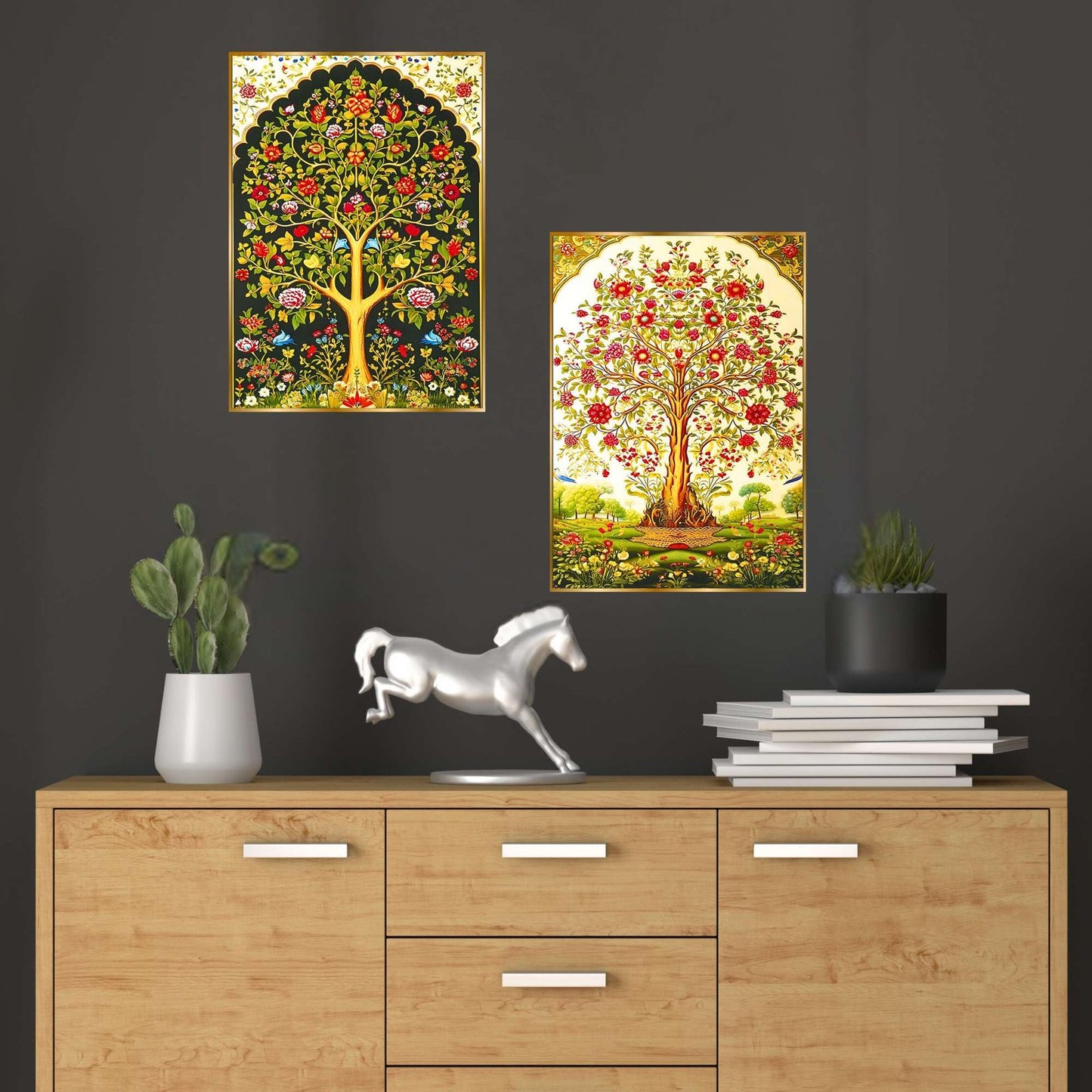 Set of Two Wall Paintings for Wall Dacoration Golden Framed Wall Paintings for Living Room & Bedroom Wall Art for Home Decoration & Office Wall Décor (14×11 inch CH-GD2-17)