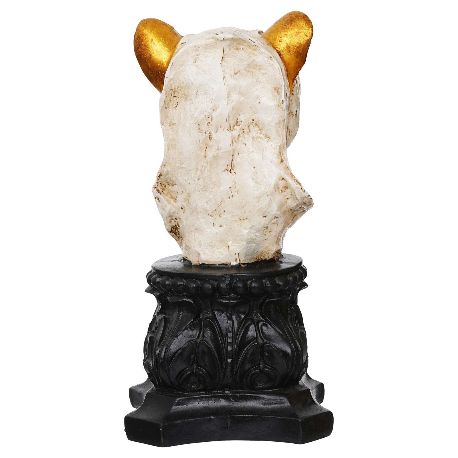 Handmade Lioness Head Statue Stone Finish Animal Figurines Gifts Antique Design for Home Decoration(White)