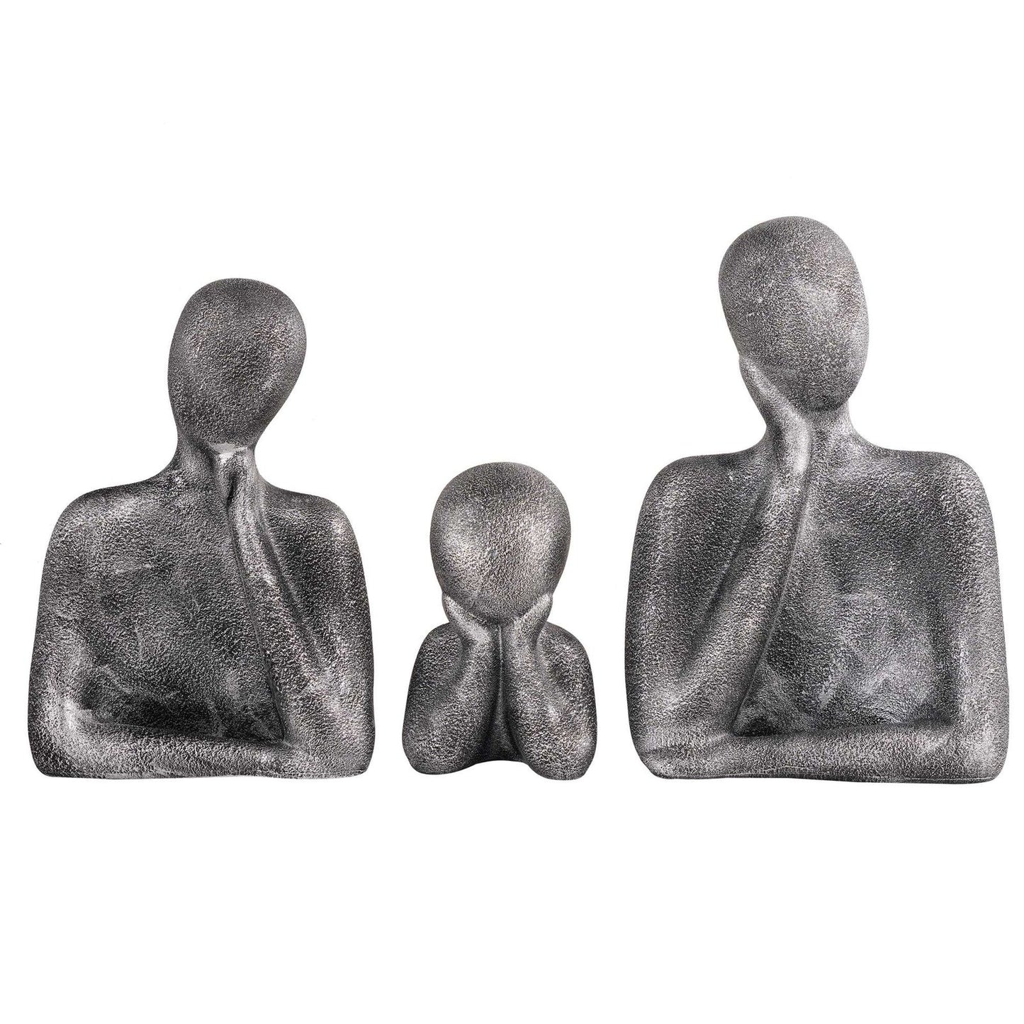 FAMILY Of Three Ornaments Abstract Home Souvenirs Statues Decoration for Home Character gray