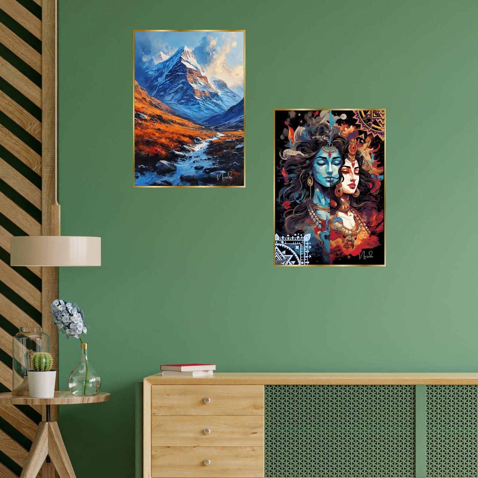Set of Two Wall Paintings for Wall Dacoration Golden Framed Wall Paintings for Living Room & Bedroom Wall Art for Home Decoration & Office Wall Décor (14×11 inch CH-GD2-9)