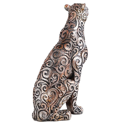 Panther Sitting Position Animal Showpiece Antique Sculpture for Home Decor Showpiece Figurine