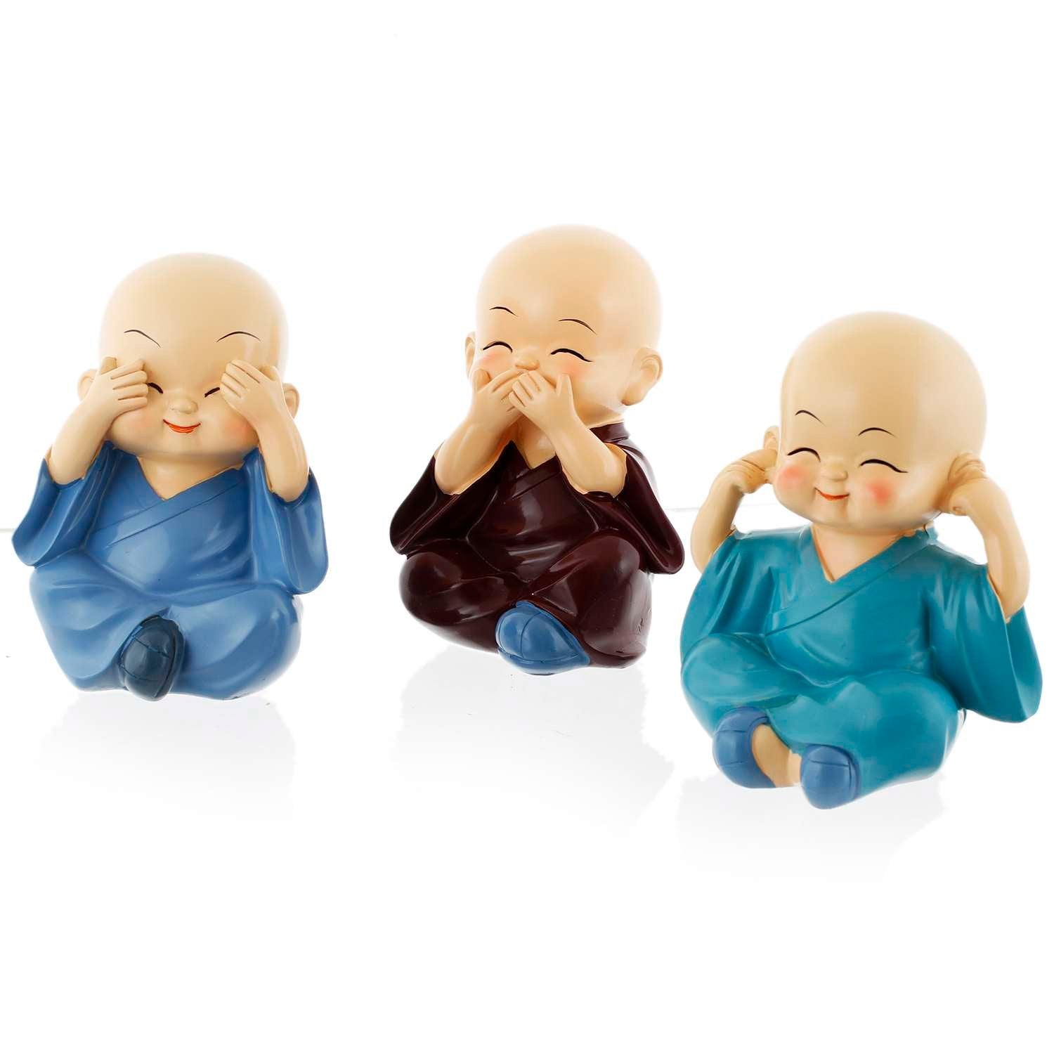 Handcrafted Set of 3 Baby Buddha Monk (Polyresin)