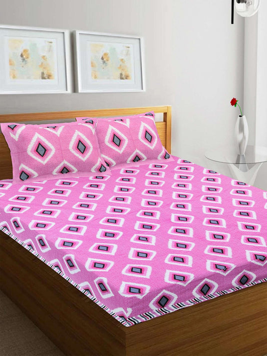 100% Pure Cotton Traditional Printed Bedsheet for Double Bed King Size Bedsheet with 2 Pillow Covers