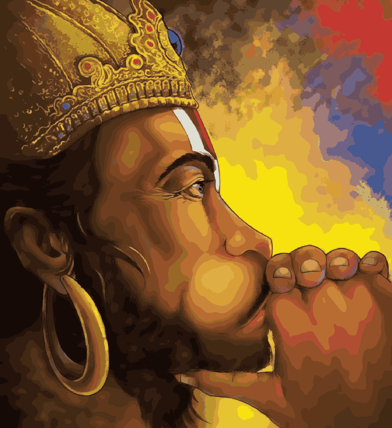 Hanuman ji blowing the conch