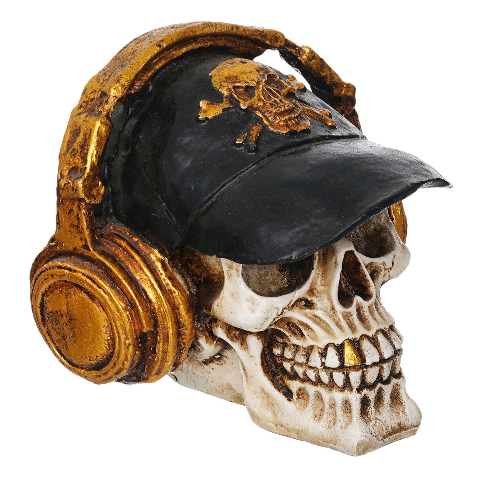 India Resin Craft Statues for Decoration Skull Wearing Headphones Music Bar Decoration Creative Skull.