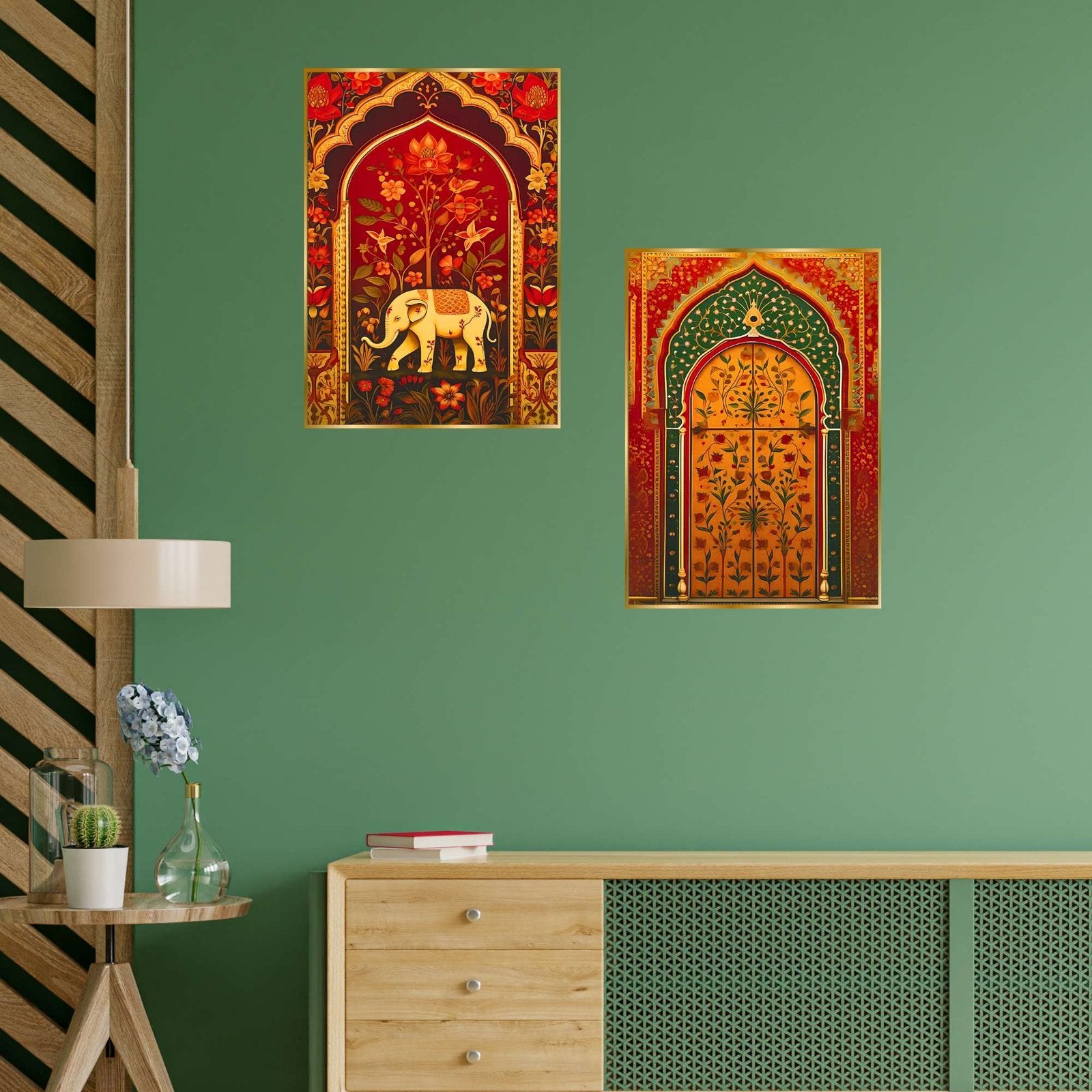 Set of Two Wall Paintings for Wall Dacoration Golden Framed Wall Paintings for Living Room & Bedroom Wall Art for Home Decoration & Office Wall Décor (14×11 inch CH-GD2-18)