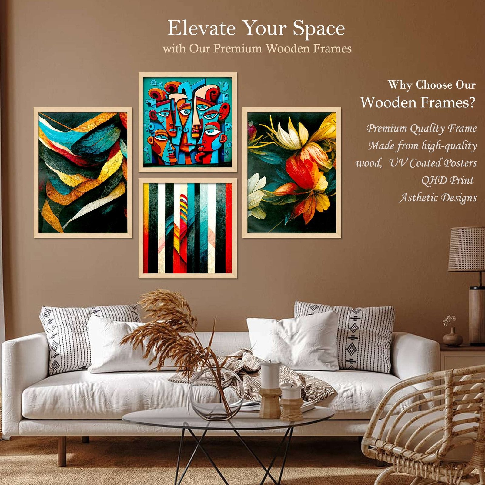 SET OF 4 DIGITAL WALL PAINTING