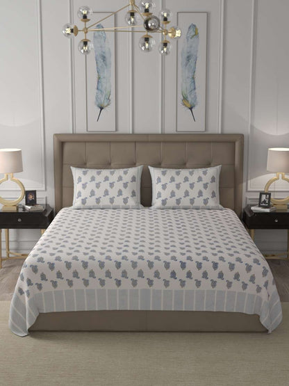100% Pure Cotton Traditional Printed Bedsheet for Double Bed King Size Bedsheet with 2 Pillow Covers