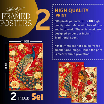 Set of Two Wall Paintings for Wall Dacoration Golden Framed Wall Paintings for Living Room & Bedroom Wall Art for Home Decoration & Office Wall Décor (14×11 inch CH-GD2-3)