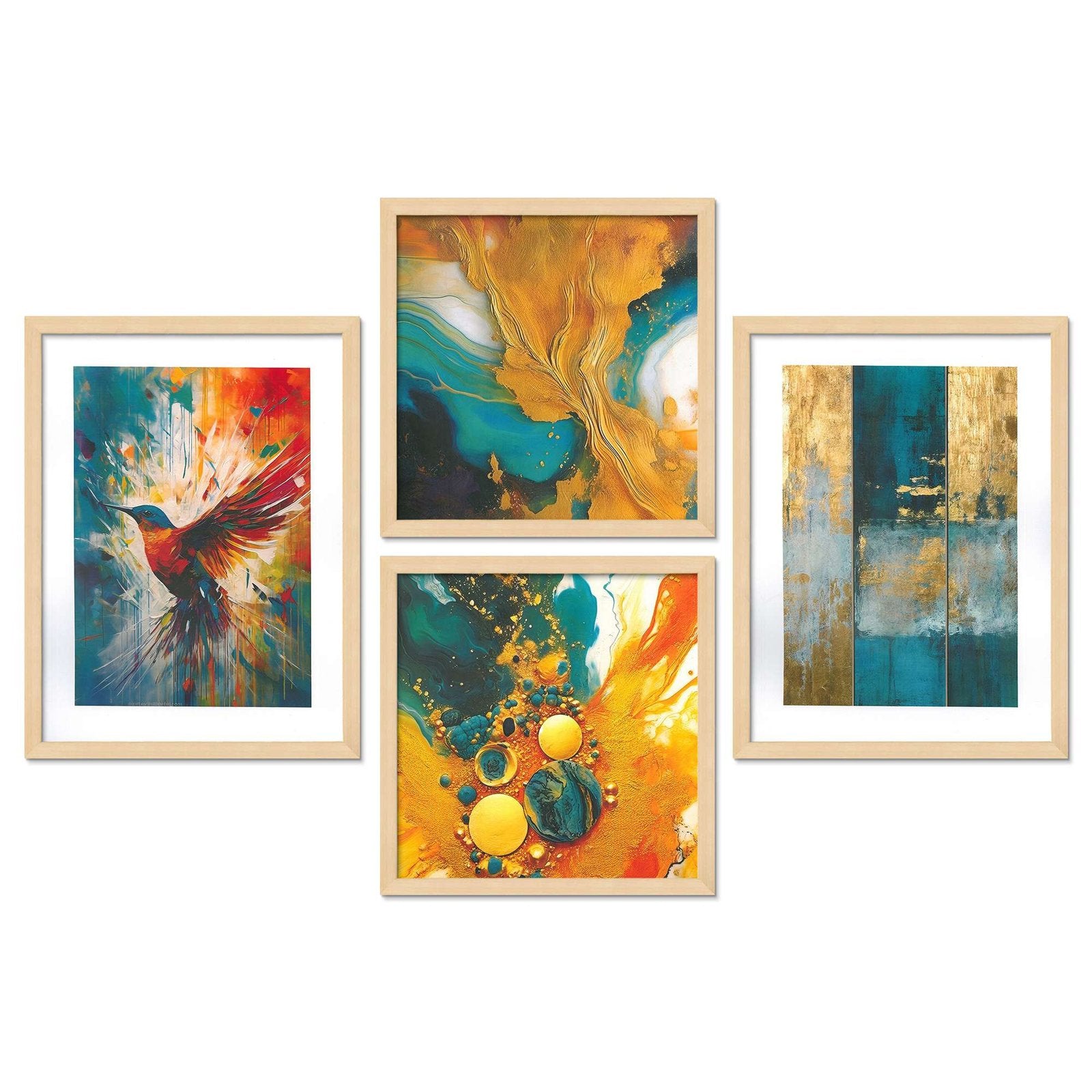 SET OF 4 DIGITAL WALL PAINTING
