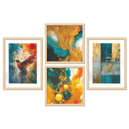 SET OF 4 DIGITAL WALL PAINTING